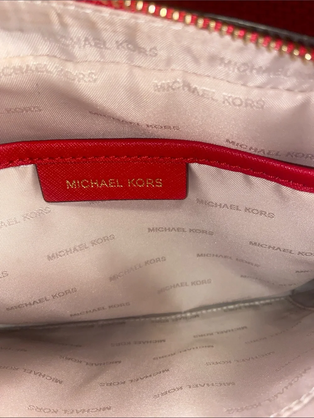 Michael Kors Red Perforated Crossbody with Gold Chain